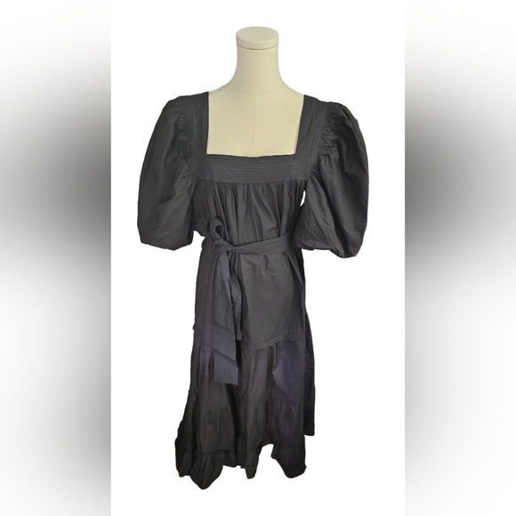 Anthropologie Love The Label Puff Sleeve Midi Dress Size M - Picture 5 of 8
